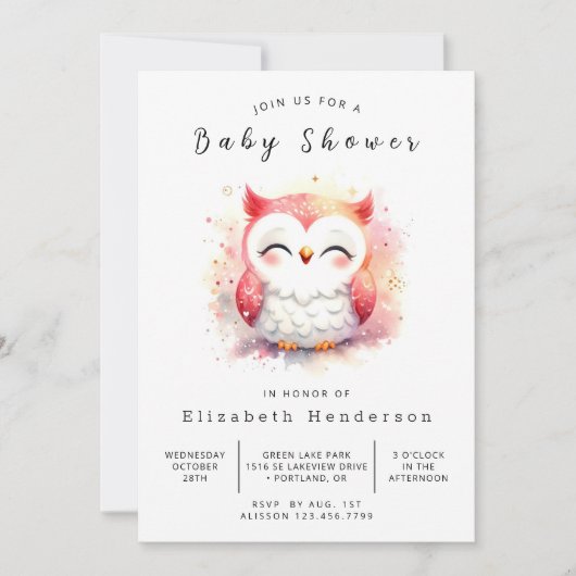 Bohemian Fun Owl Baby shower Kaart (Voorkant)