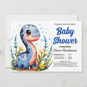 Bohemian Funny Printable Dinosaur Boy Baby shower Kaart