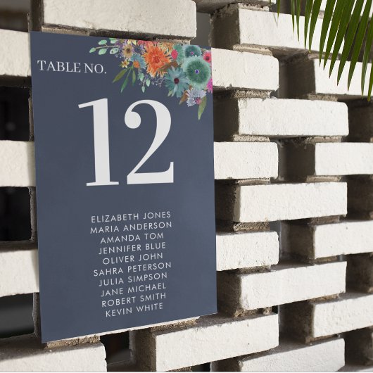 Bohemian Garden Blue Boho Wildflower bruiloft Kaart