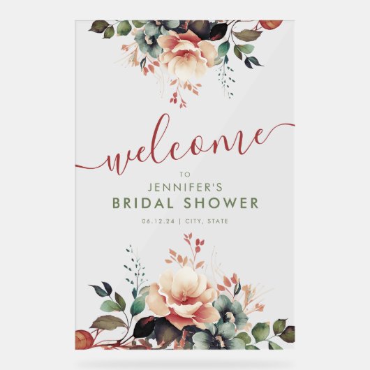 Bohemian Garden Floral Vrijgezellenfeest Welkom Acryl Bord (Voorkant)