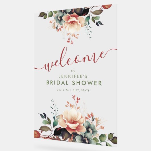 Bohemian Garden Floral Vrijgezellenfeest Welkom Acryl Bord (Hoek)