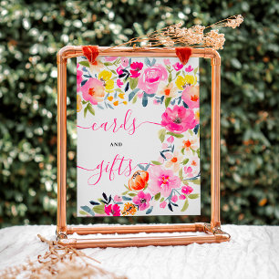 Bohemian gewaagde florale waterverf bruidsbord poster