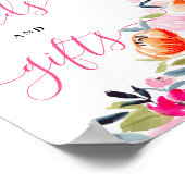 Bohemian gewaagde florale waterverf bruidsbord poster (Hoek)