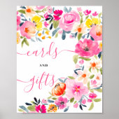 Bohemian gewaagde florale waterverf bruidsbord poster (Voorkant)