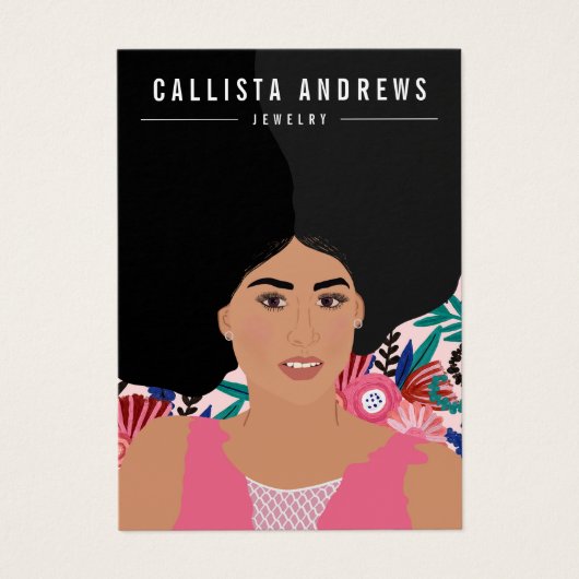 Bohemian Girl Illustration Earring Display Kaart (Voorkant)