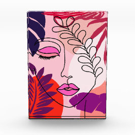 Bohemian Girl Line Art Roze esthetiek Fotoblokken