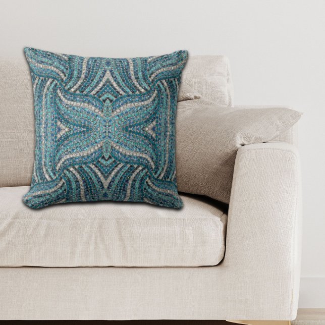 bohemian girly chic silver grey turquoise blue kussen (bohemian girly chic silver grey turquoise blue throw pillow)