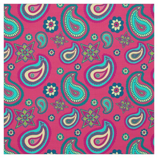Bohemian Girly Pink Paisley Pattern Stof (Swatch)
