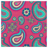 Bohemian Girly Pink Paisley Pattern Stof (Close Up)