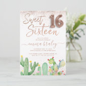 Bohemian Glam Fiesta Sweet Sixteen Uitnodiging (Staand voorkant)
