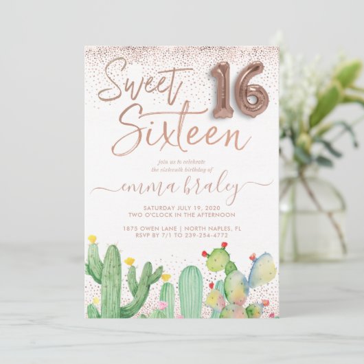 Bohemian Glam Fiesta Sweet Sixteen Uitnodiging (Staand voorkant)