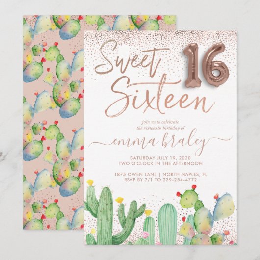 Bohemian Glam Fiesta Sweet Sixteen Uitnodiging (Voorkant / Achterkant)