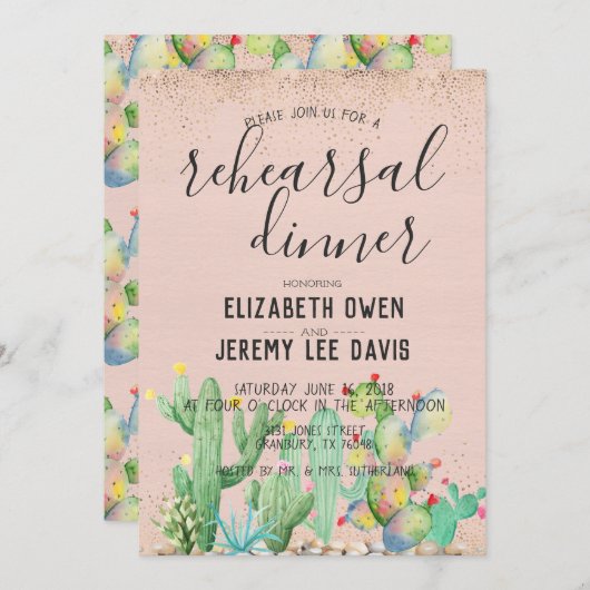 Bohemian Glam Fiesta Wedding Rehearsal Dinner Kaart (Voorkant / Achterkant)