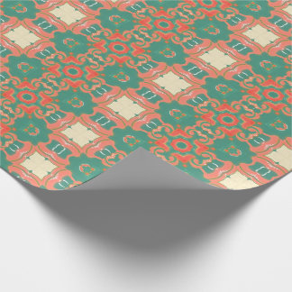 Bohemian Glam Turquoise Blue Coral Peach Tiles Cadeaupapier