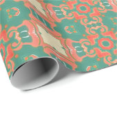Bohemian Glam Turquoise Blue Coral Peach Tiles Cadeaupapier (Rol Hoek)