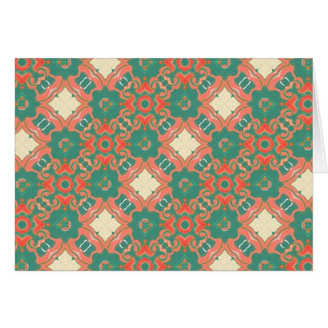 Bohemian Glam Turquoise Blue Coral Peach Tiles NT (Voorkant Horizontaal)