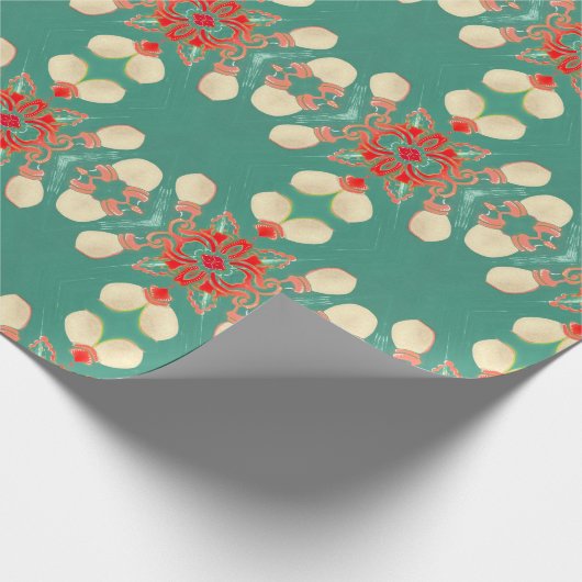 Bohemian Glam Turquoise Coral Gold Street Lights Cadeaupapier (Hoek)
