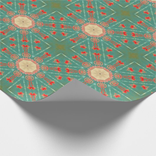 Bohemian Glam Turquoise Coral Starbursts Cadeaupapier (Hoek)