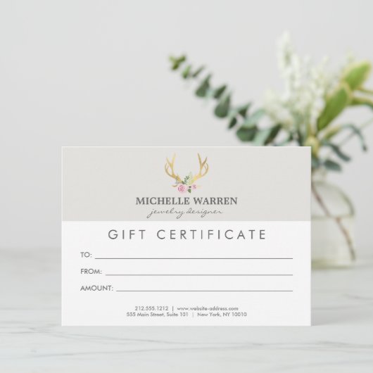 Bohemian Gold Antlers II Cadeaubon (Staand voorkant)