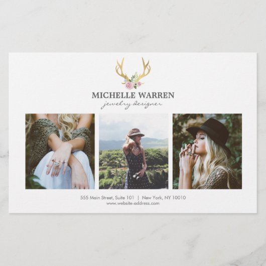 Bohemian Gold Antlers Jewelry Boutique Photo Flyer (Voorkant)