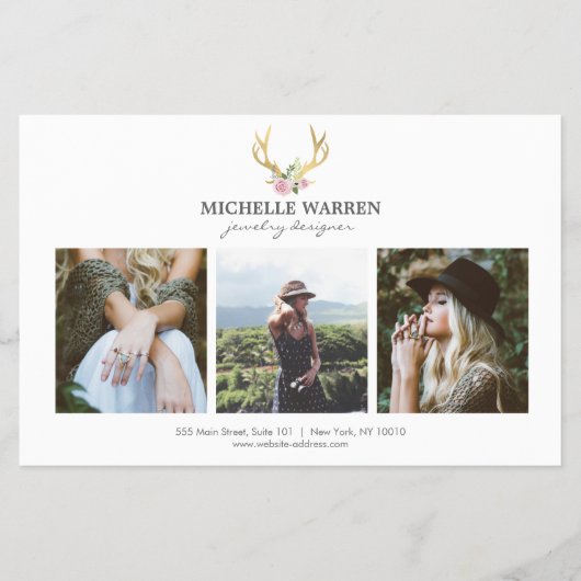 Bohemian Gold Antlers Jewelry Boutique Photo Flyer (Voorkant)
