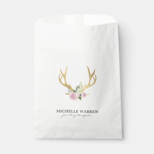 Bohemian Gold Antlers met bloemen Bedankzakje (Voorkant)