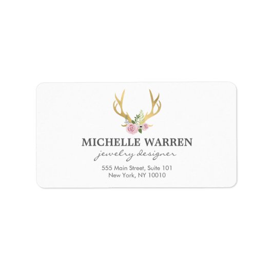 Bohemian Gold Antlers met bloemen Etiket (Voorkant)