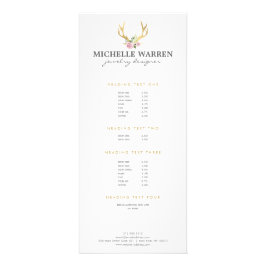 Bohemian Gold Antlers met bloemen Reclamekaart