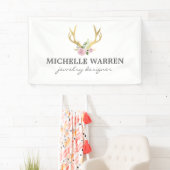 Bohemian Gold Antlers met bloemen Spandoek (Insitu)