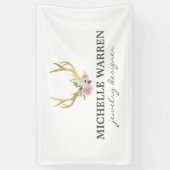 Bohemian Gold Antlers met bloemen Spandoek (Verticaal)