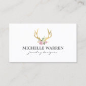 Bohemian Gold Antlers met bloemen Visitekaartje (Voorkant)