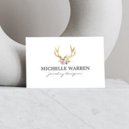 Bohemian Gold Antlers met bloemen Visitekaartje