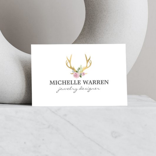Bohemian Gold Antlers met bloemen Visitekaartje