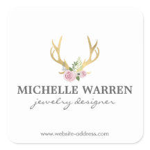 Bohemian Gold Antlers met Flowers gepersonaliseerd