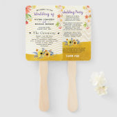 Bohemian Gold Bloemen Trouwprogramma Hand Fan Handwaaier (Voorkant en achterkant)
