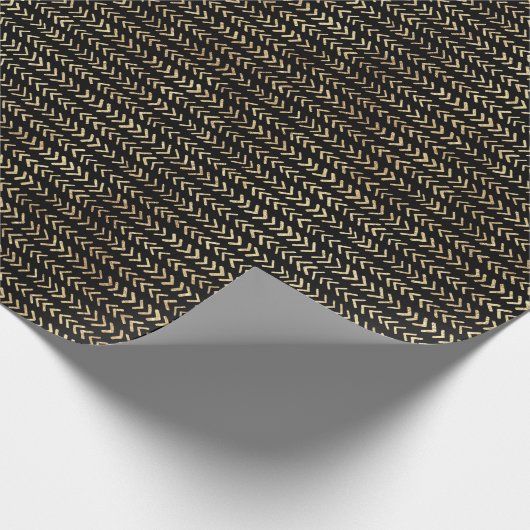 Bohemian Gold Chevron Pattern op Black Cadeaupapier (Hoek)
