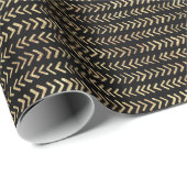 Bohemian Gold Chevron Pattern op Black Cadeaupapier (Rol Hoek)