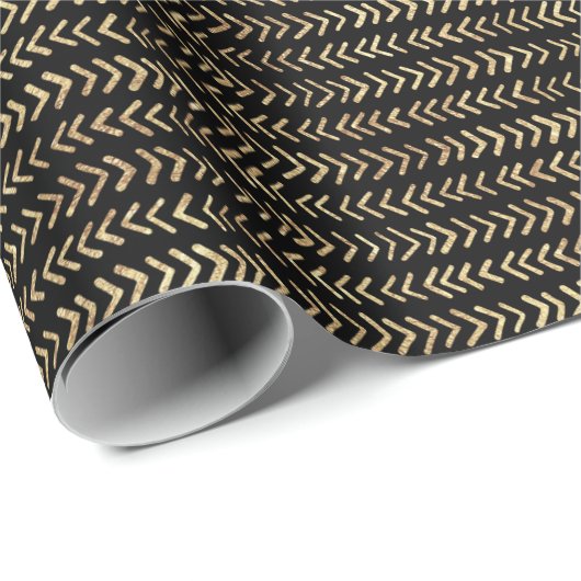 Bohemian Gold Chevron Pattern op Black Cadeaupapier (Rol Hoek)