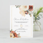 Bohemian Gold en Copper Shades Rustic Fall Wedding Kaart (Staand voorkant)