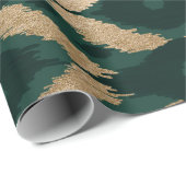 Bohemian Gold Forest Green Ikat Pattern Cadeaupapier (Rol Hoek)