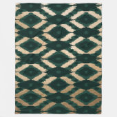 Bohemian Gold Forest Green Ikat Pattern Fleece Deken (Voorkant)