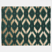 Bohemian Gold Forest Green Ikat Pattern Fleece Deken (Voorkant (Horizontaal))