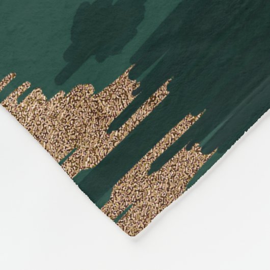 Bohemian Gold Forest Green Ikat Pattern Fleece Deken (Hoek)