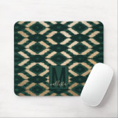 Bohemian Gold Forest Green Ikat Pattern Muismat (Met muis)