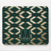 Bohemian Gold Forest Green Ikat Pattern Muismat (Voorkant)