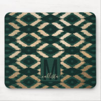 Bohemian Gold Forest Green Ikat Pattern