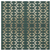 Bohemian Gold Forest Green Ikat Pattern Stof (Swatch)