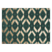Bohemian Gold Forest Green Ikat Pattern Tafelkleed (Voorkant (Horizontaal))