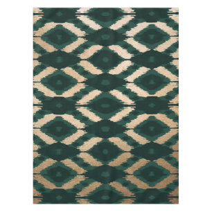 Bohemian Gold Forest Green Ikat Pattern Tafelkleed