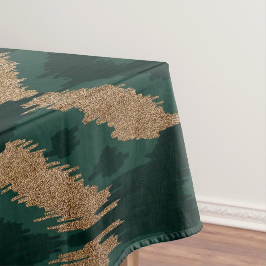 Bohemian Gold Forest Green Ikat Pattern Tafelkleed (Voorbeeld)